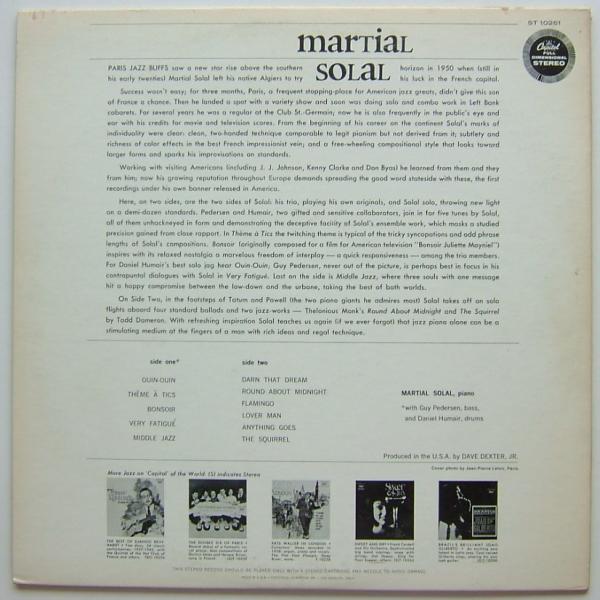 ◆ The Dedut on Discs of Europe's Greatest Jazz Pianist MARTIAL SOLAL ◆ Capitol ST-10261 (color) ◆_画像2