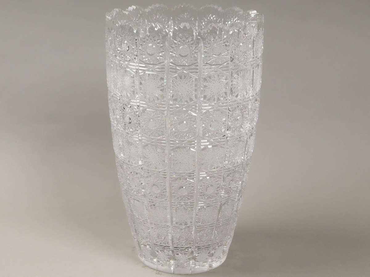 nFLa ボヘミアガラス 500PK クリスタル 花瓶 30cm 3.7kg フラワーベース-