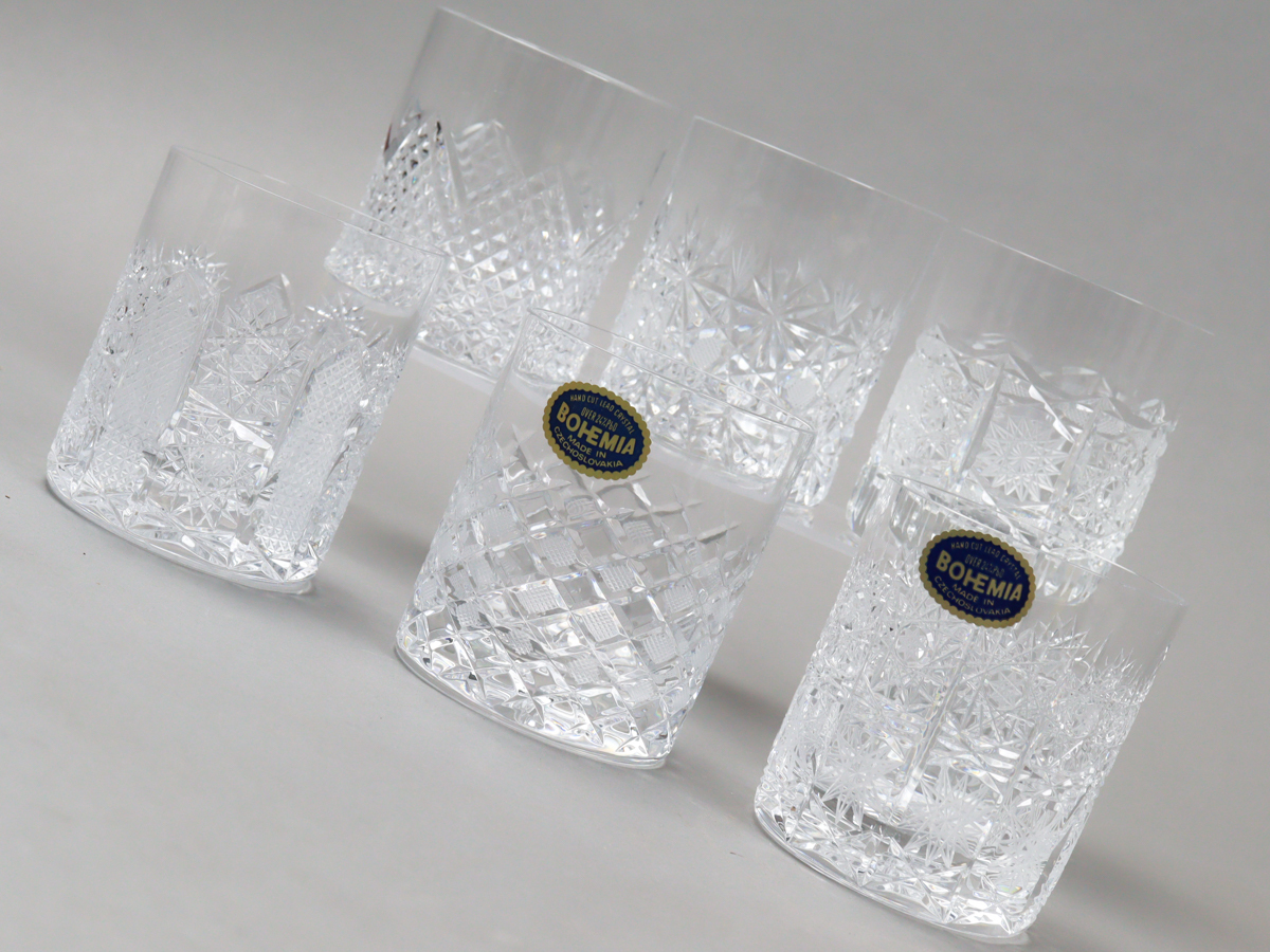 5xx ボヘミアガラス カッティンググラスコレクション 6客 ロックグラス