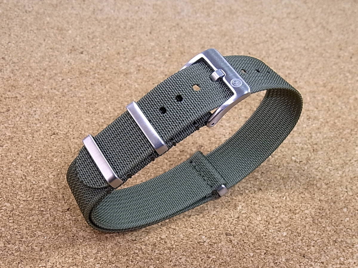 @NEW TOUGH RIBBED FABRIC STRAP 20MM|ARMY-GREEN NATO-TYPE STRAP * cat pohs shipping . all country anywhere free shipping!