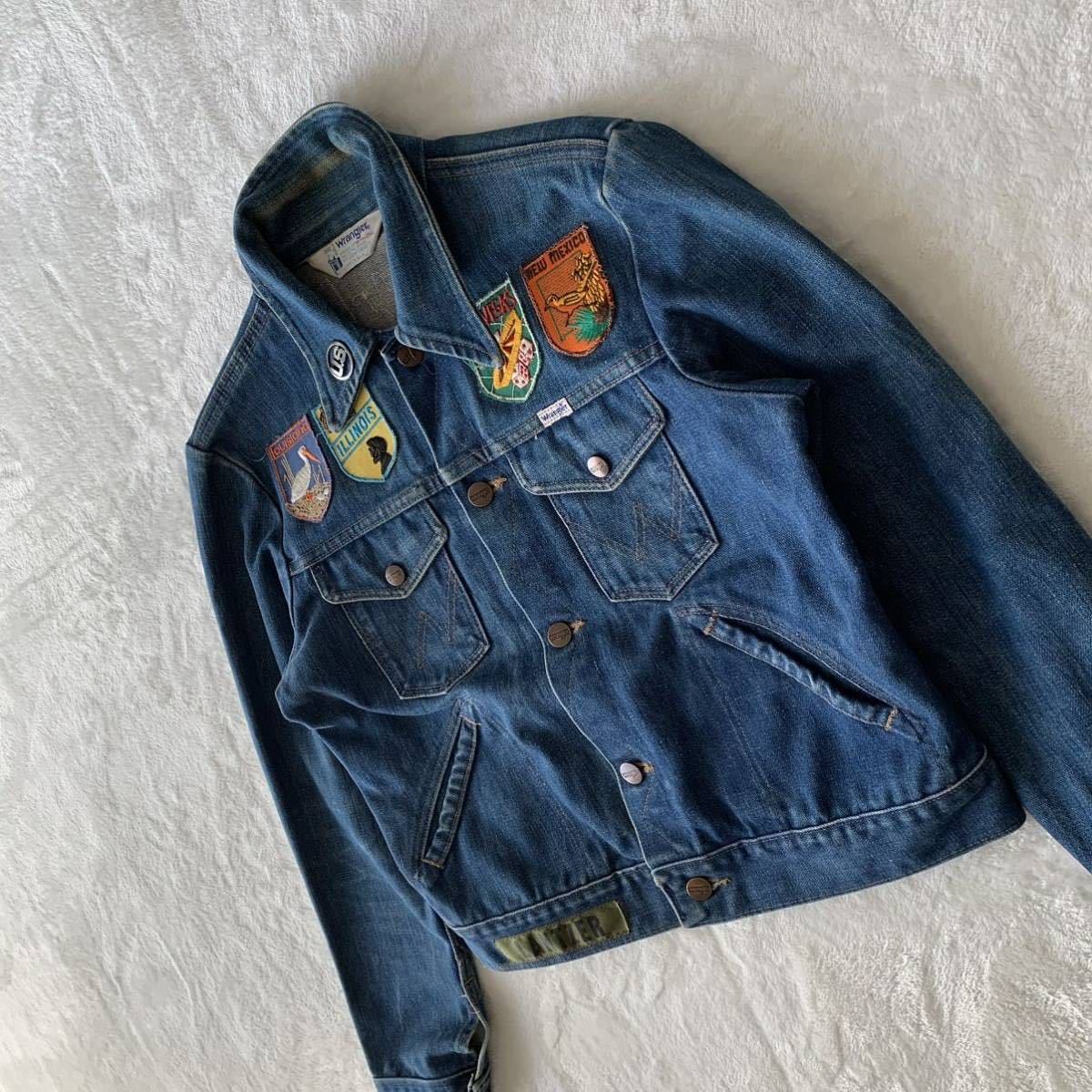 [ rare ]USA made 80s Wrangler Wrangler Denim jacket denim jacket G Jean badge custom white triangle tag old Vintage 