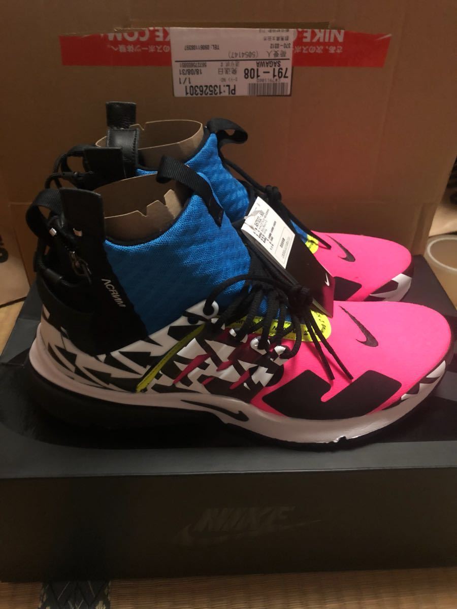 NIKE AIR PRESTO MID ACRONYM 27cm US9 Pink Black Blue ピンク ブラック ブルー 黒 青 プレスト コラボ アクロニウム SNKRS マルチ 2_画像4