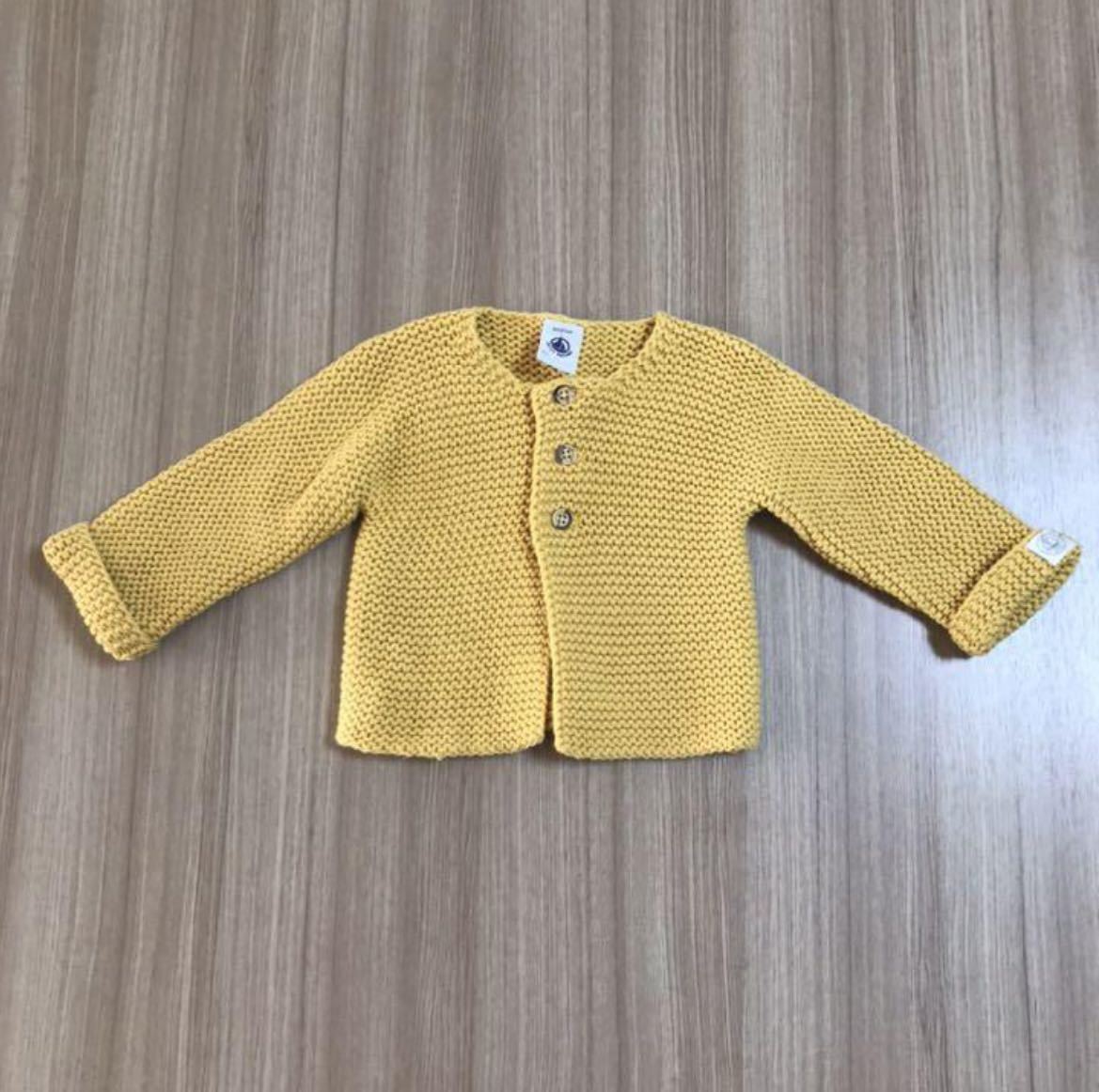 PETIT BATEAU プチバトー　ニットカーディガン ボレロ　イエロー　黄色　男の子　女の子　男女兼用　ベビー　サイズ6m/67cm 6ヶ月_画像1