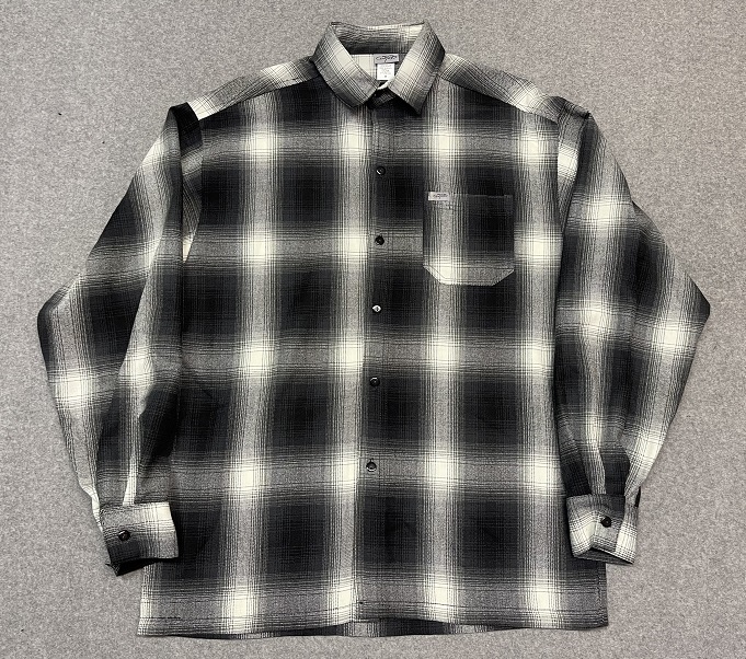 ns-Caltop-Bk/Ivory-L Caltop カルトップ メンズ 長袖 シャツ ネルシャツ チェック ビックサイズ ブラック×アイボリー L