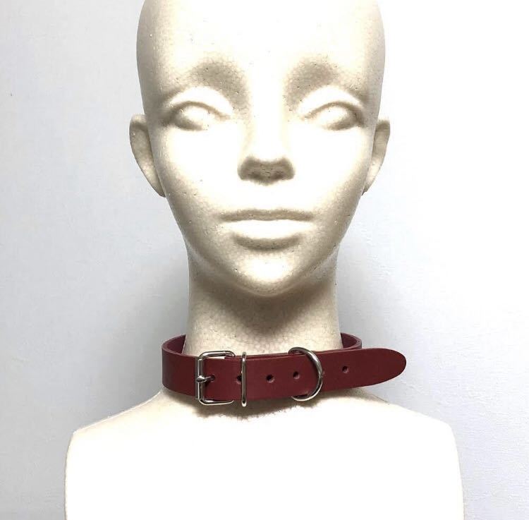  leather choker plain type red red original leather silver silver necklace neck band punk series lock series visual series V series cosplay NB7PN