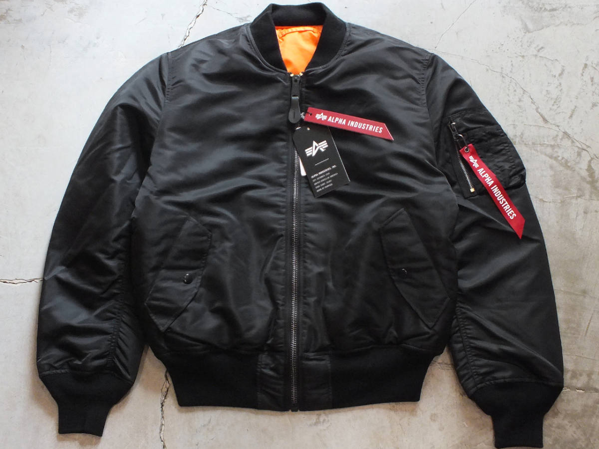 新品 XLサイズ アメリカ企画 ALPHA INDUSTRIES MA-1 NYLON JACKET CORE SPEC BLACK アルファ フライトジャケット ブラックの画像1