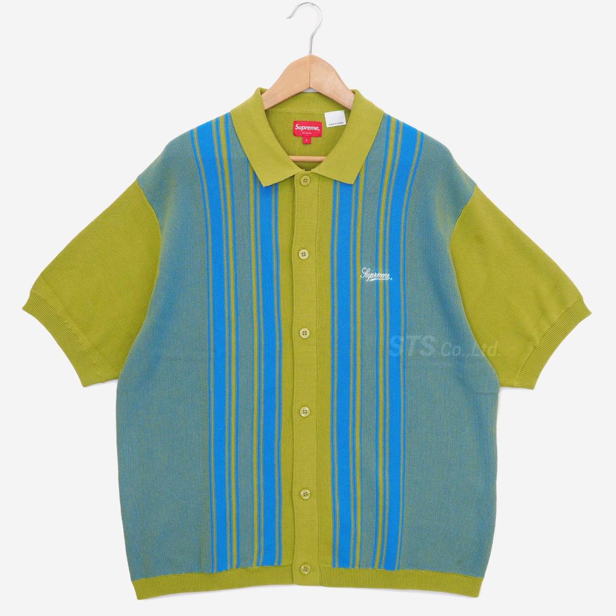 Supreme - Stripe Button Up Polo ライムL シュプリーム- ストライプ