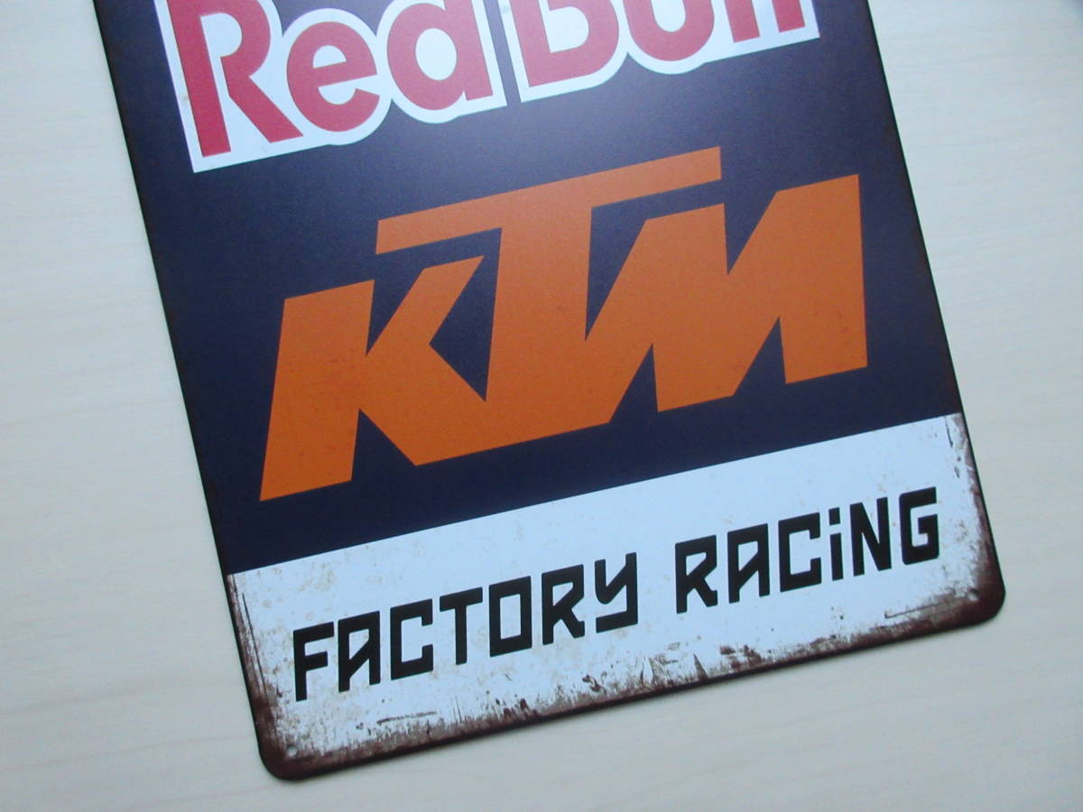 新品※レトロブリキ看板/アンティーク加工/KTM Red Bull_画像4