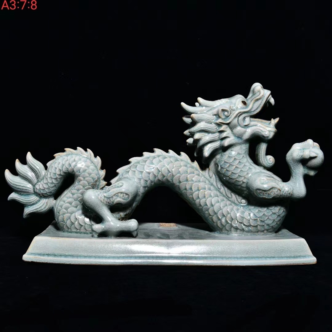 2022年激安『宋・古陶磁器・汝窯・龍形置物】』極細工・骨董品・古賞物
