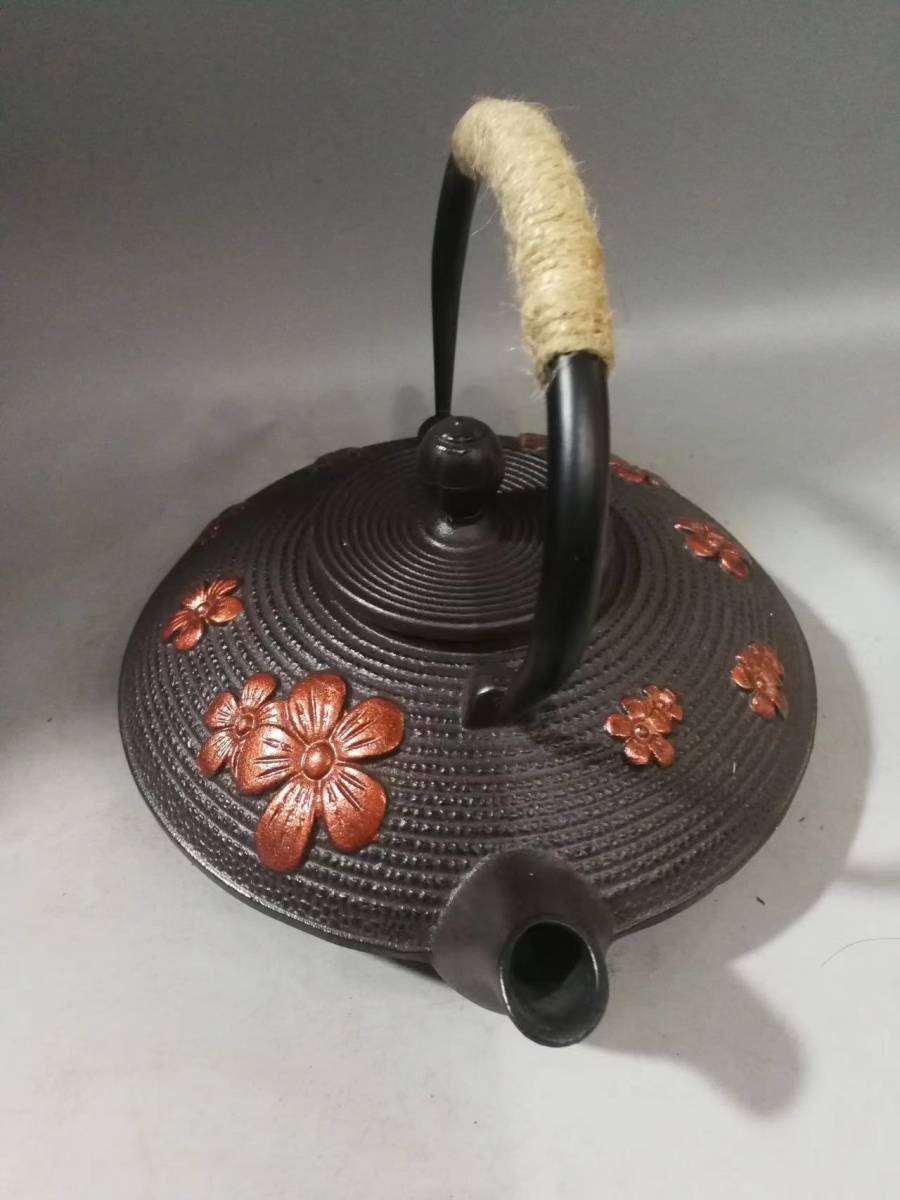 《民・鉄瓶・花卉紋・茶道具・煎茶道具》極細工・骨董品・古賞物・中国古玩・中国古美術_画像4