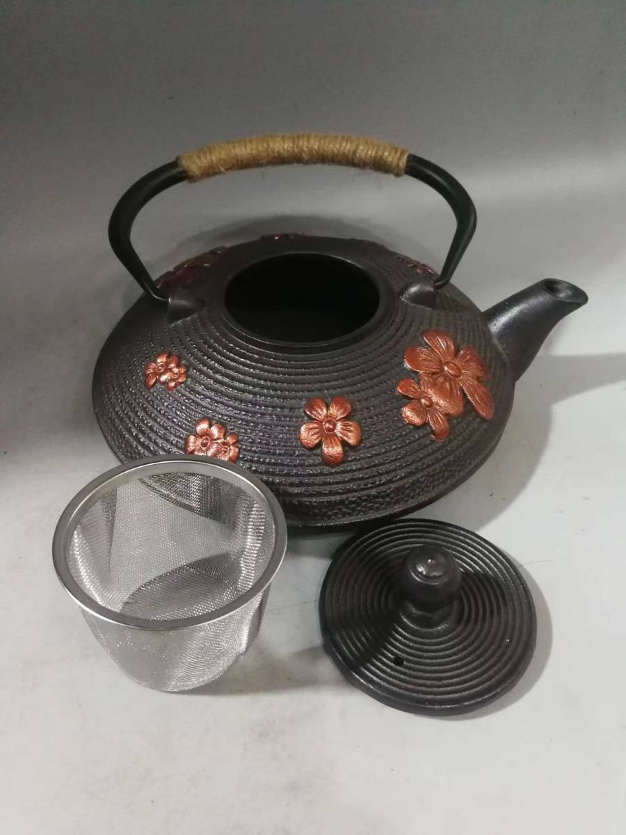 《民・鉄瓶・花卉紋・茶道具・煎茶道具》極細工・骨董品・古賞物・中国古玩・中国古美術_画像6