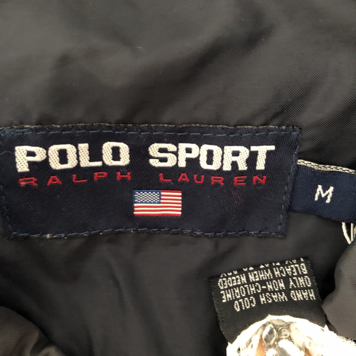 (k) 90s 90年代 POLO SPORT Ralph Lauren ラルフローレン ナイロン コーチジャケット サイズM ネイビー 紺 _画像9