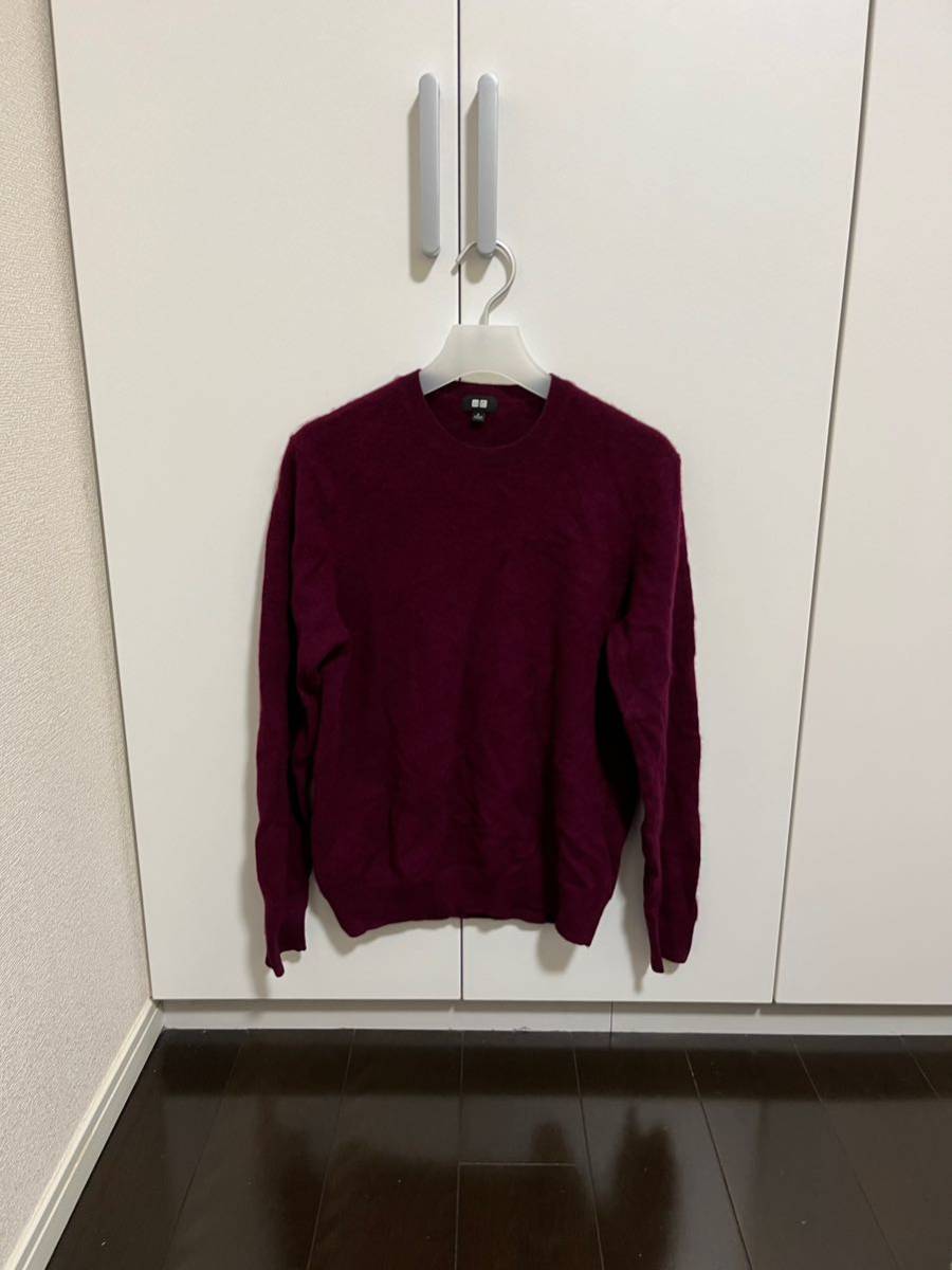 ユニクロ カシミヤ100% クルーネックセーターワインレッドL ユニクロ カシミヤ100% クルーネックセーターワインレッドL