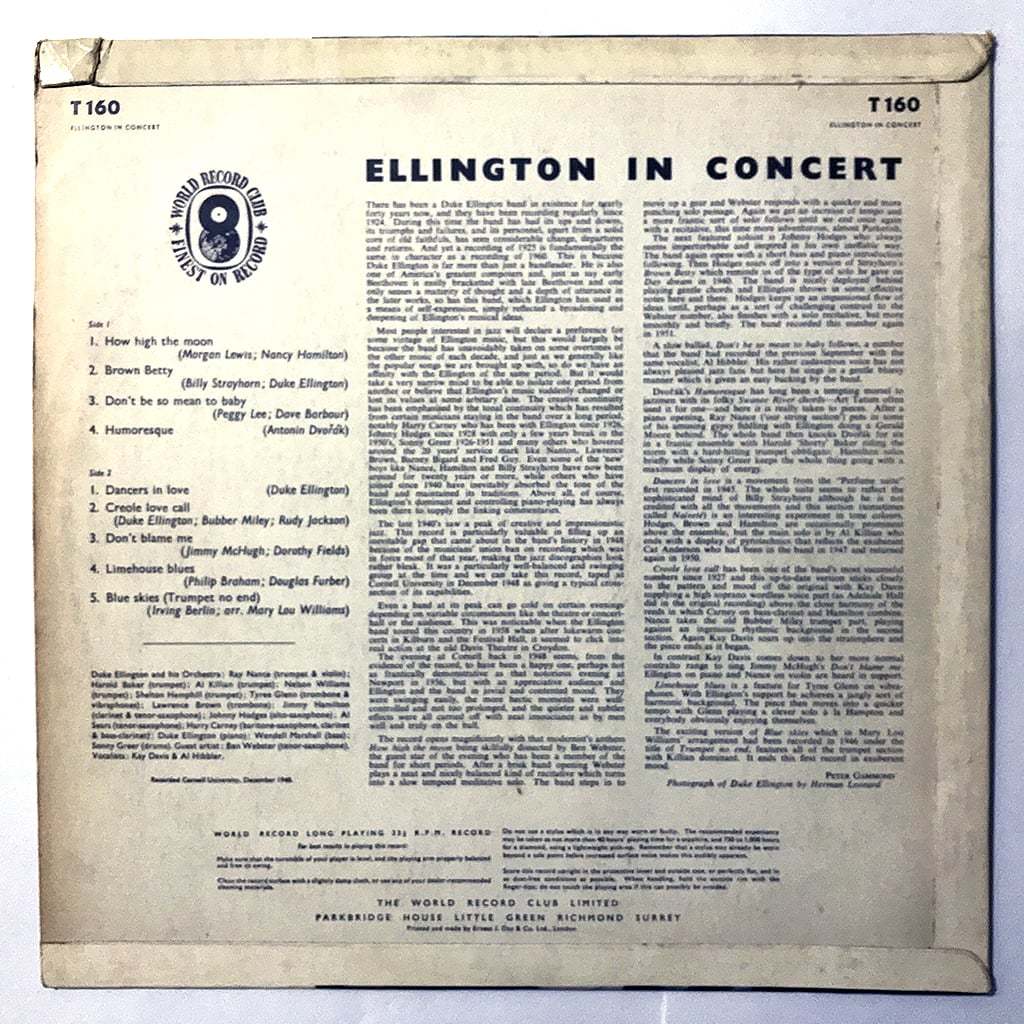 UK イギリス盤 ORIG LP■Duke Ellington■Ellington In Concert■World Record Club 1948年12月のコンサート モノラル【試聴できます】_画像3