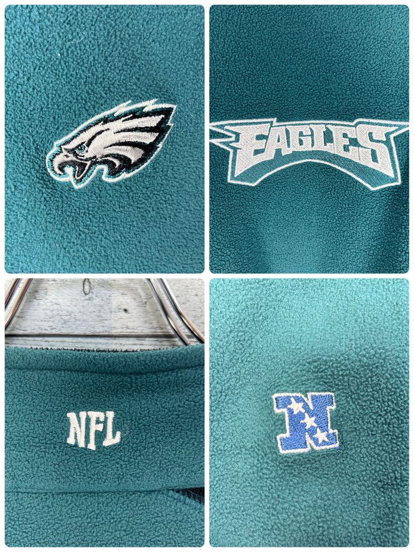 【希少】NFL イーグルス チーム刺繍ロゴ ハーフジップフリース グリーン_画像8