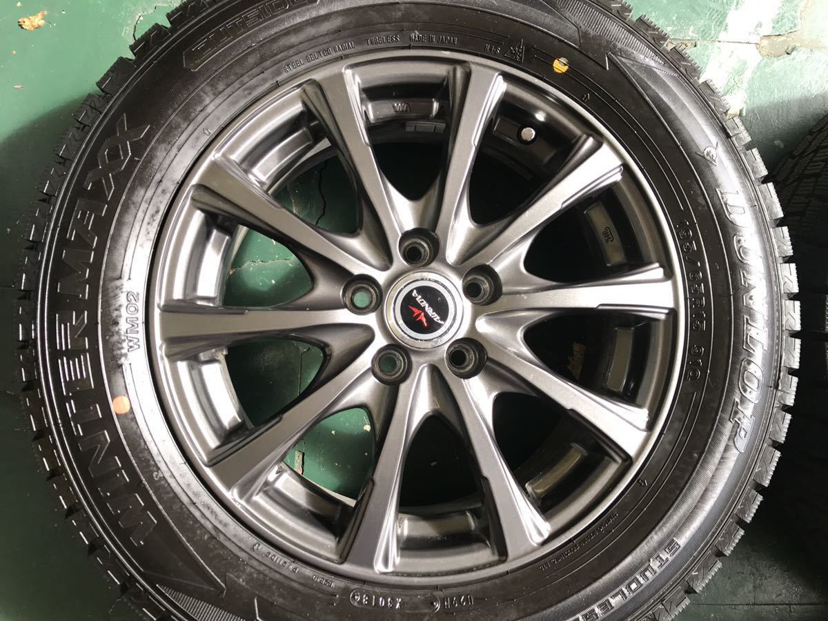 [送料着払い] バリ溝！9.5分★プリウス等へ195/65R15 スタッドレス ダンロップ ウインターマックス WM02 社外アルミ 15インチ PCD100/5H★_画像8