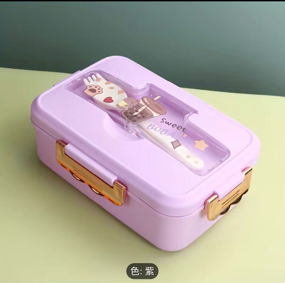 カトラリーセット付きランチボックス 弁当箱 3コンパートメント カトラリーセット付きランチボックス 弁当箱 3コンパートメント