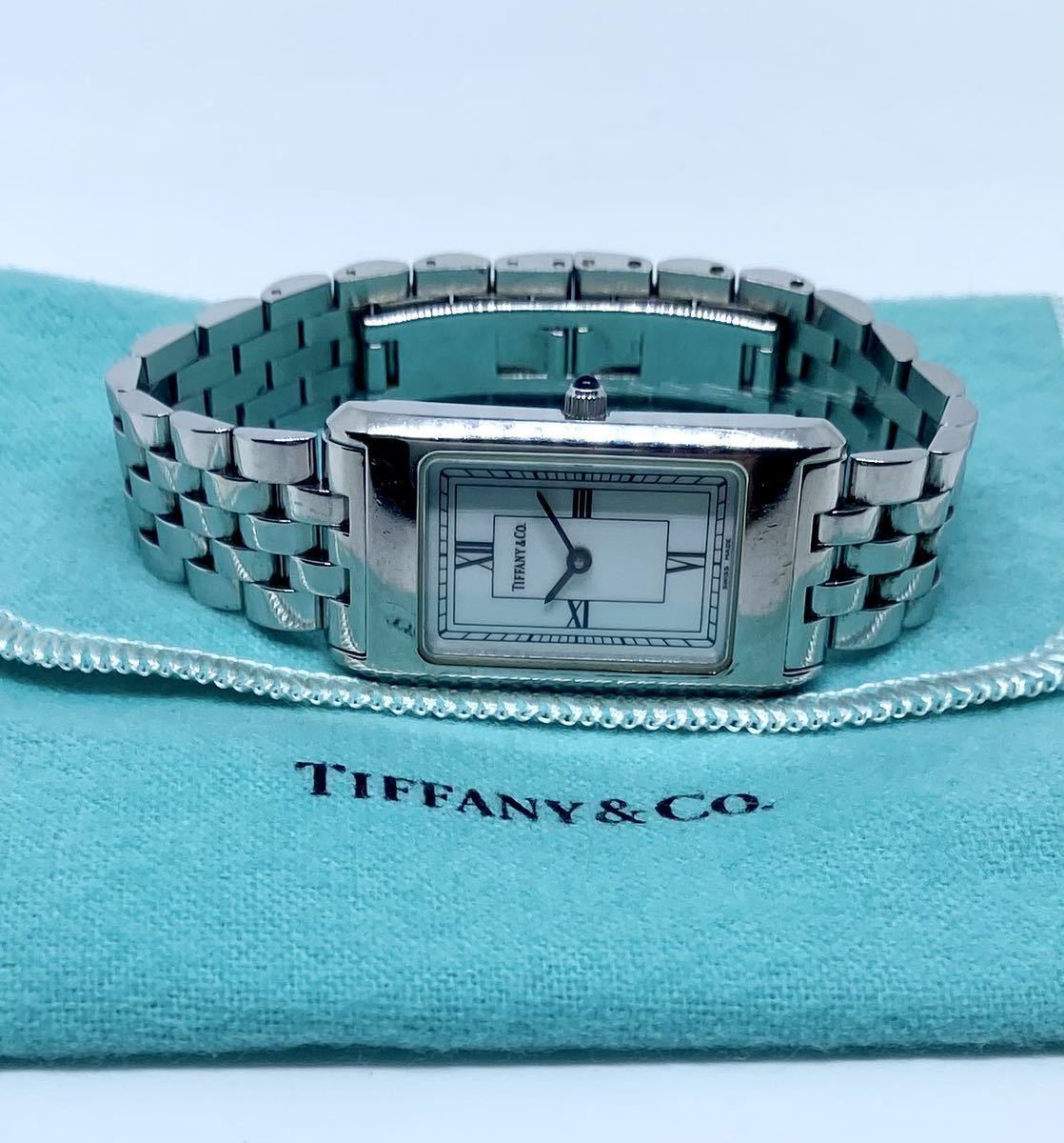 Tiffany & Co. ティファニー レクタンギュラー QZ 電池新品交換済 白文字盤