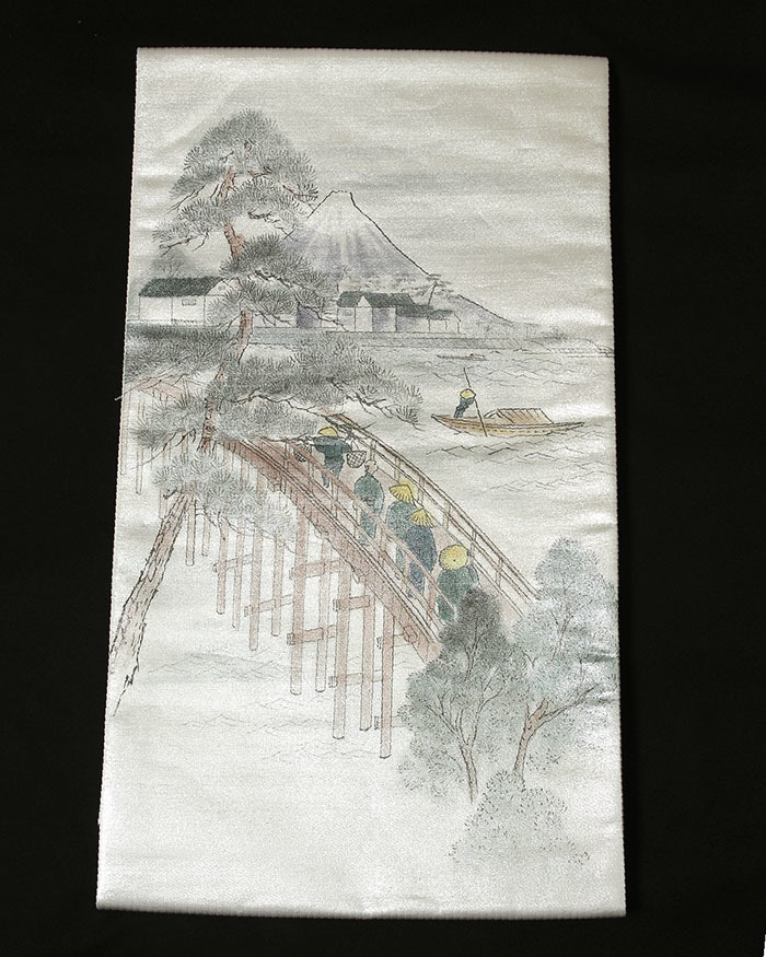 #6720# era scenery writing hand .. silk . double-woven obi beautiful goods 