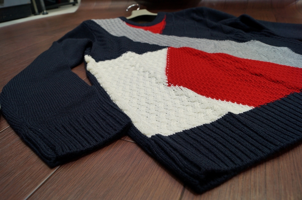 **a.v.v crew neck switch knitted /L/ navy blue /a-veve Michel Klein mkito gold safari smart**