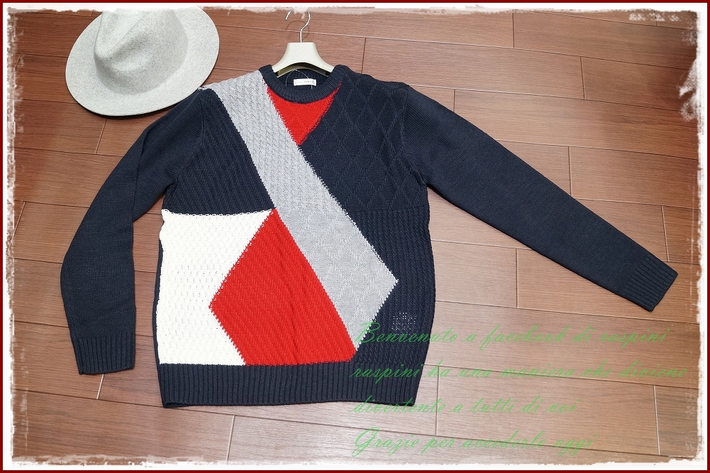 **a.v.v crew neck switch knitted /L/ navy blue /a-veve Michel Klein mkito gold safari smart**