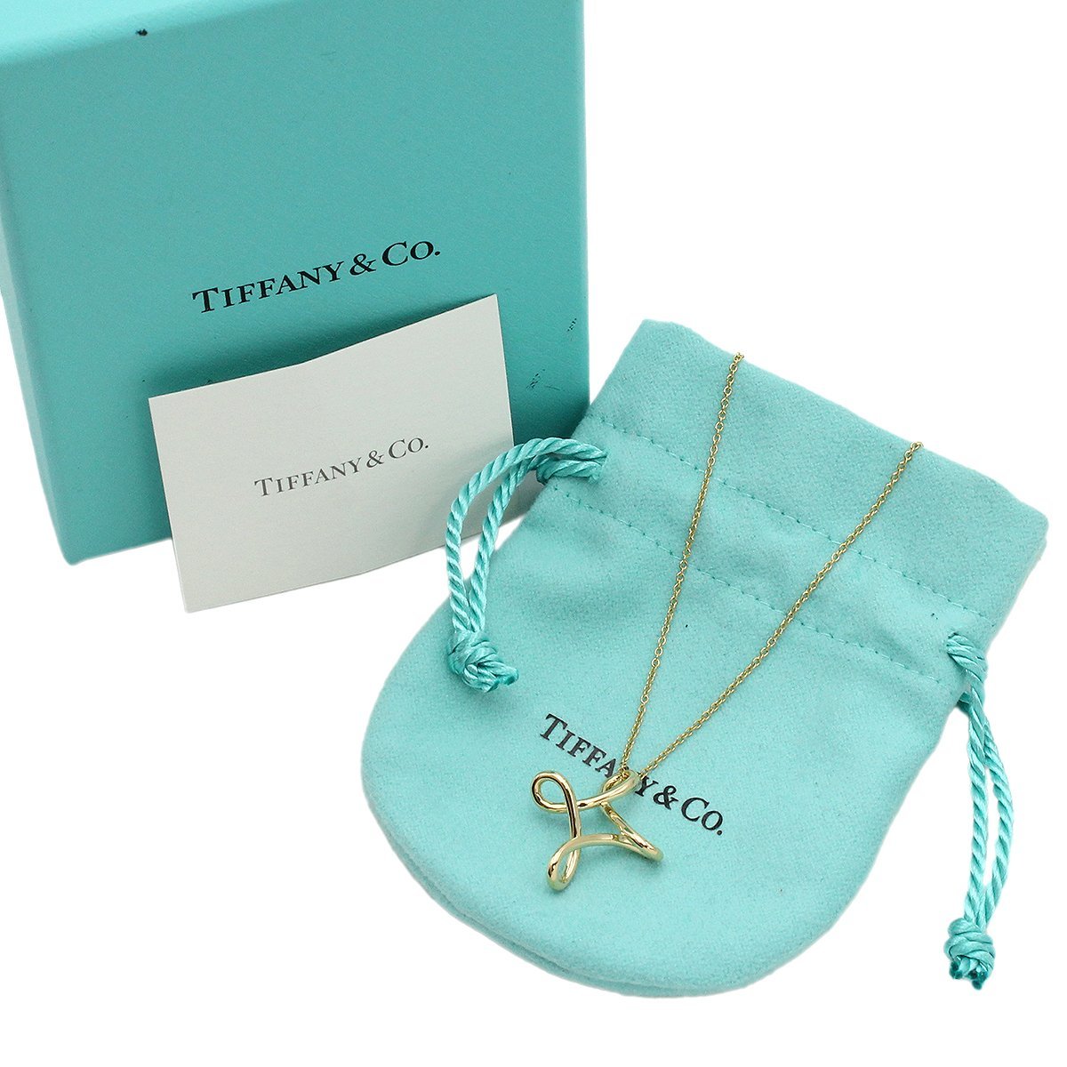 ★C2014 仕上済!! ティファニー K18YG イエローゴールド オープンクロス チェーン ネックレス ペンダント Tiffany&Co. レディース★_画像10