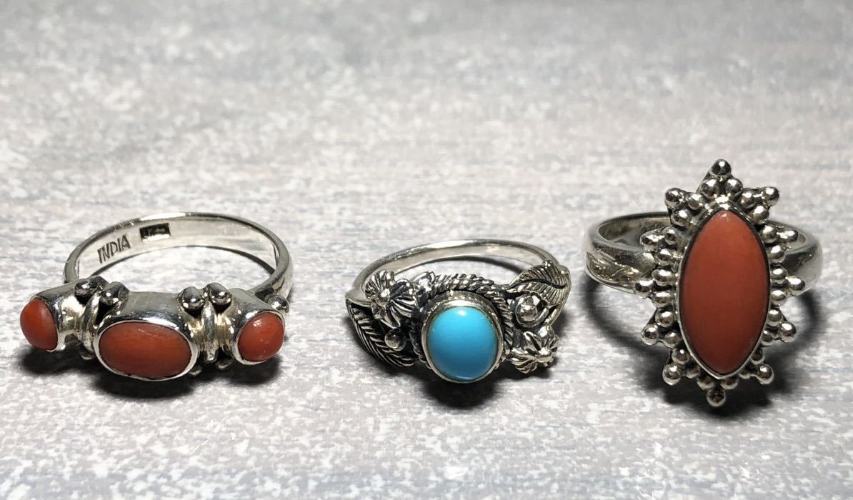 シルバーアクセサリー　リング　3点セット　指輪　ストーン　silver 925