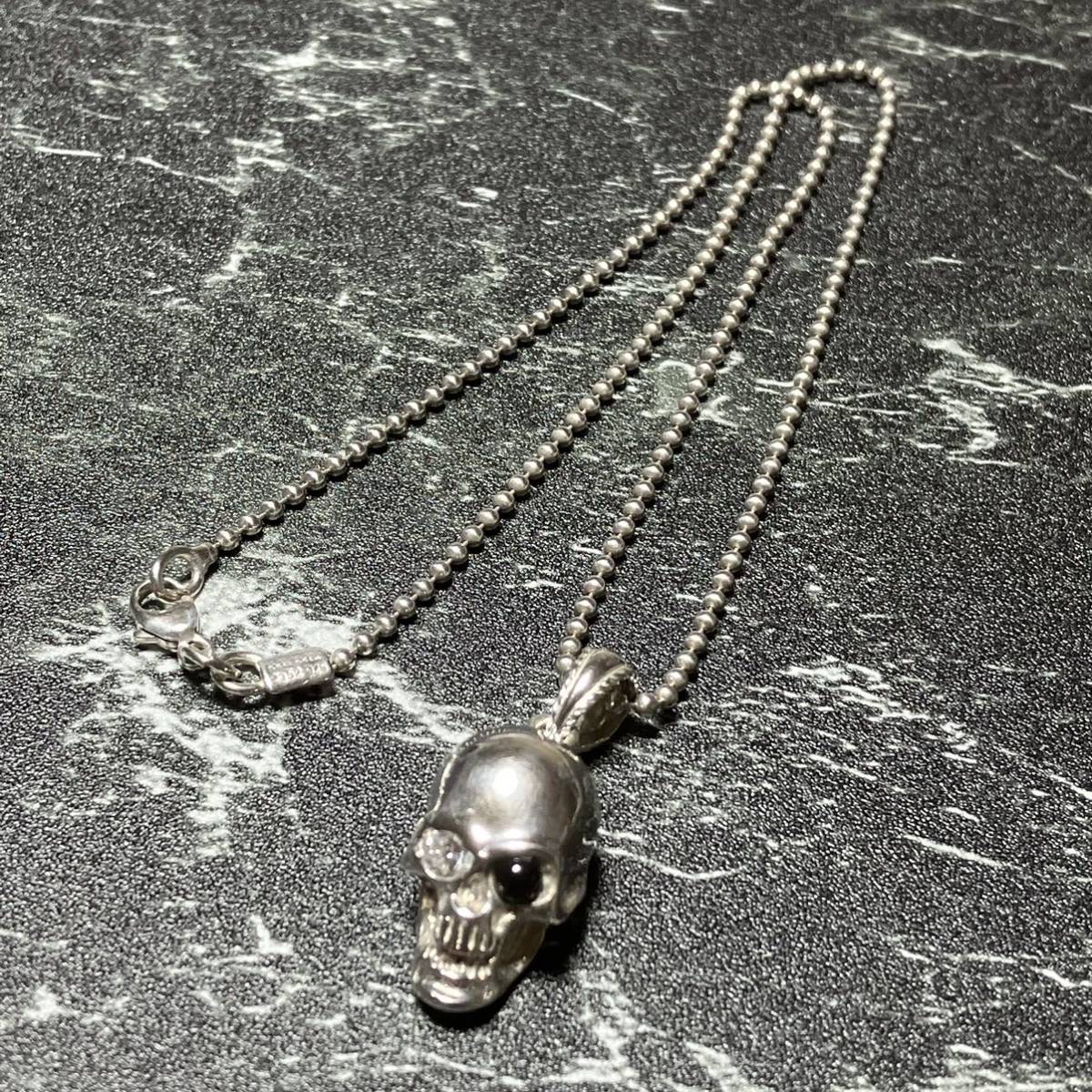 [ws330] superior article * Folli Follie folli follie Skull Stone necklace silver925 silver skull skeleton 