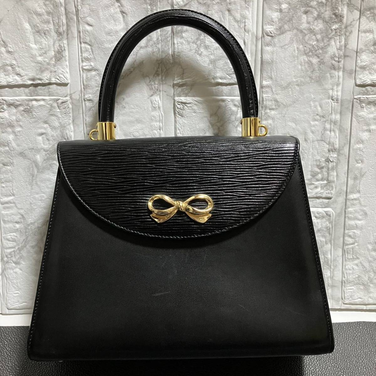 美品】 HANAE MORI 森英恵 ハナエモリ 本革 2way バッグ 黒