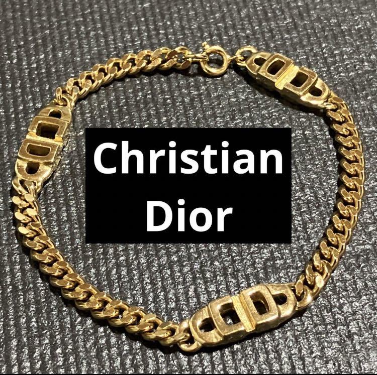 m】美品 Dior ディオール CDロゴ 喜平チェーン ブレスレット ゴールド