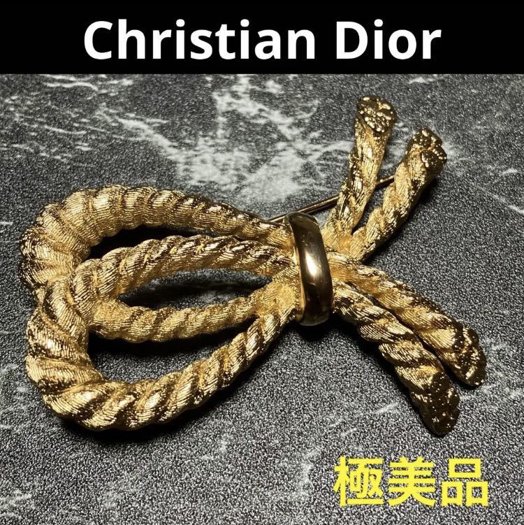 [ws3300] превосходный товар Dior Dior Vintage лента брошь Gold цвет Vintage 