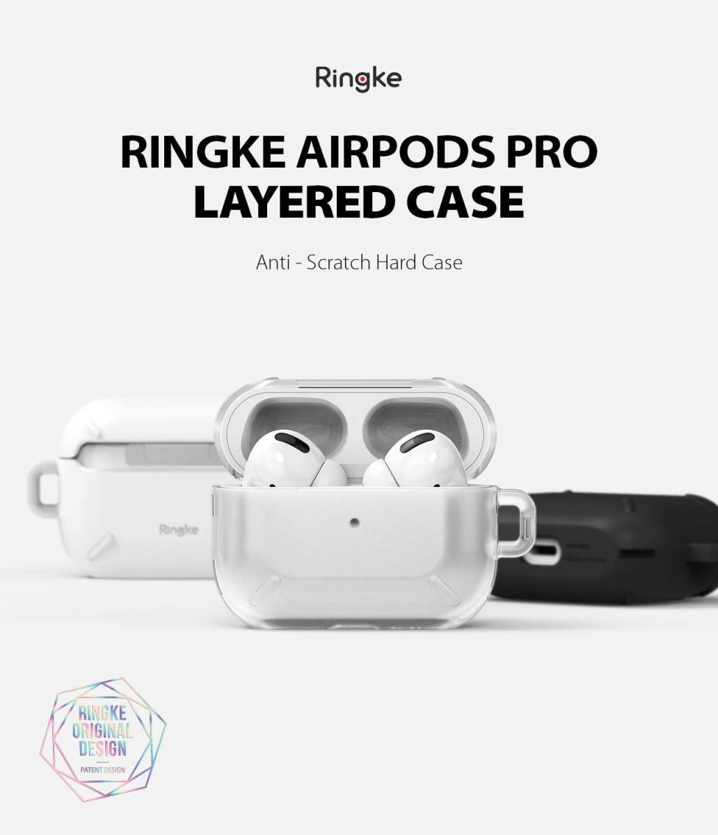 【Ringke】AirPods Pro ケース 充電ケースカバー フロントLED表示 保護カバー カラビナ/キーチェーン付き (White ホワイト)②_画像2