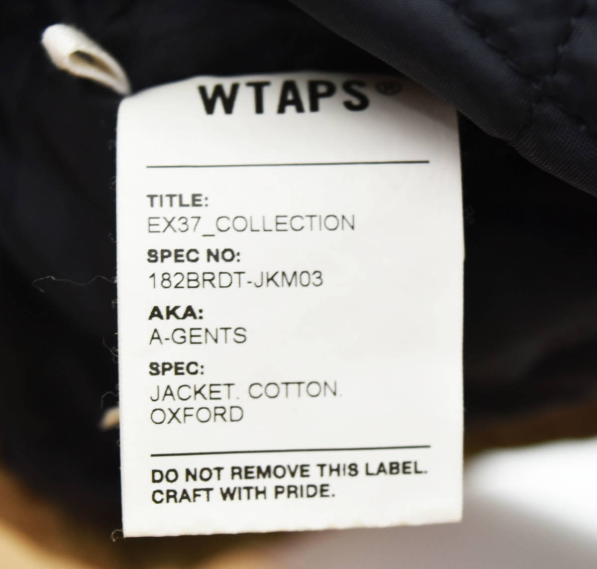 ☆ WTAPS ダブルタップス 18AW A-GENTS JACKET コーチジャケット182BRDT-JKM03 size01 茶 ブラウン 103 _画像6