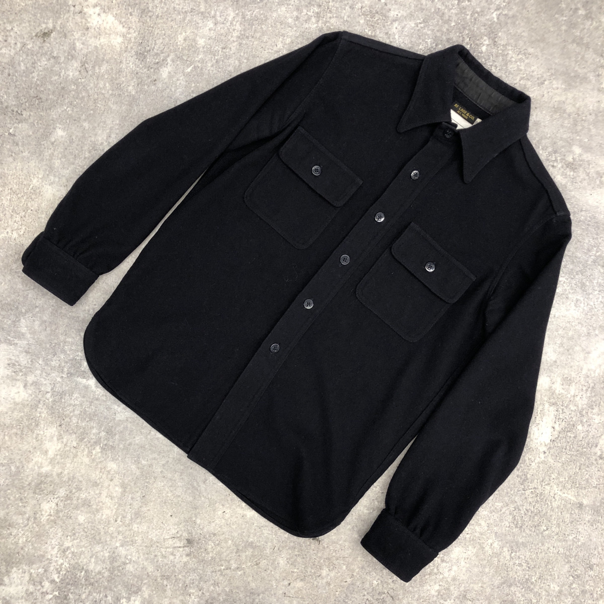 ●AtLast&Co アットラスト CPO Shirtt Jacket シャツ ジャケット アウター アメリカ海軍下士官 無地 ダークネイビー 紺 サイズ38 104