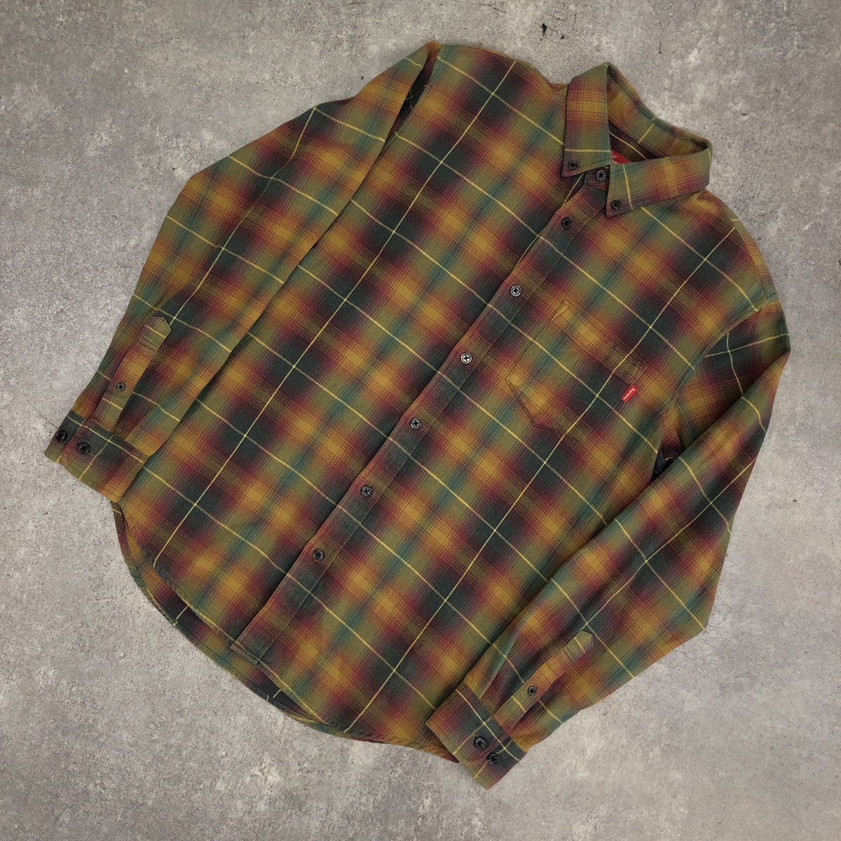 ●SUPREME シュプリーム 15SS Shadow Plaid flannel Shirt シャドー プレイド フランネル シャツ 長袖 チェック サイズS マルチカラー 104