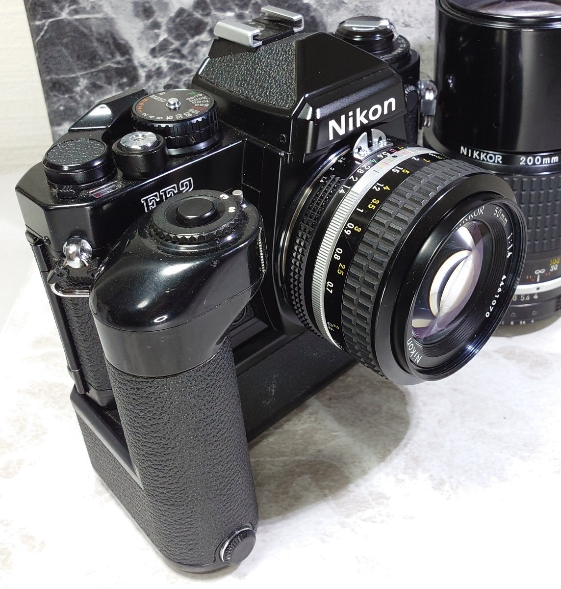 終活】Nikon FE2黒 美品+Ai NIKKOR 50mm f1.4+200mm f4 単焦点レンズ