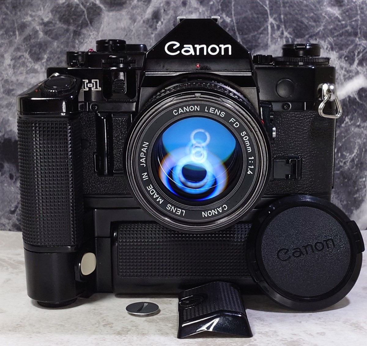 終活】 Canon A-1＋NEW FD 50mm f1.4＋強力モータードライブMA 各動作