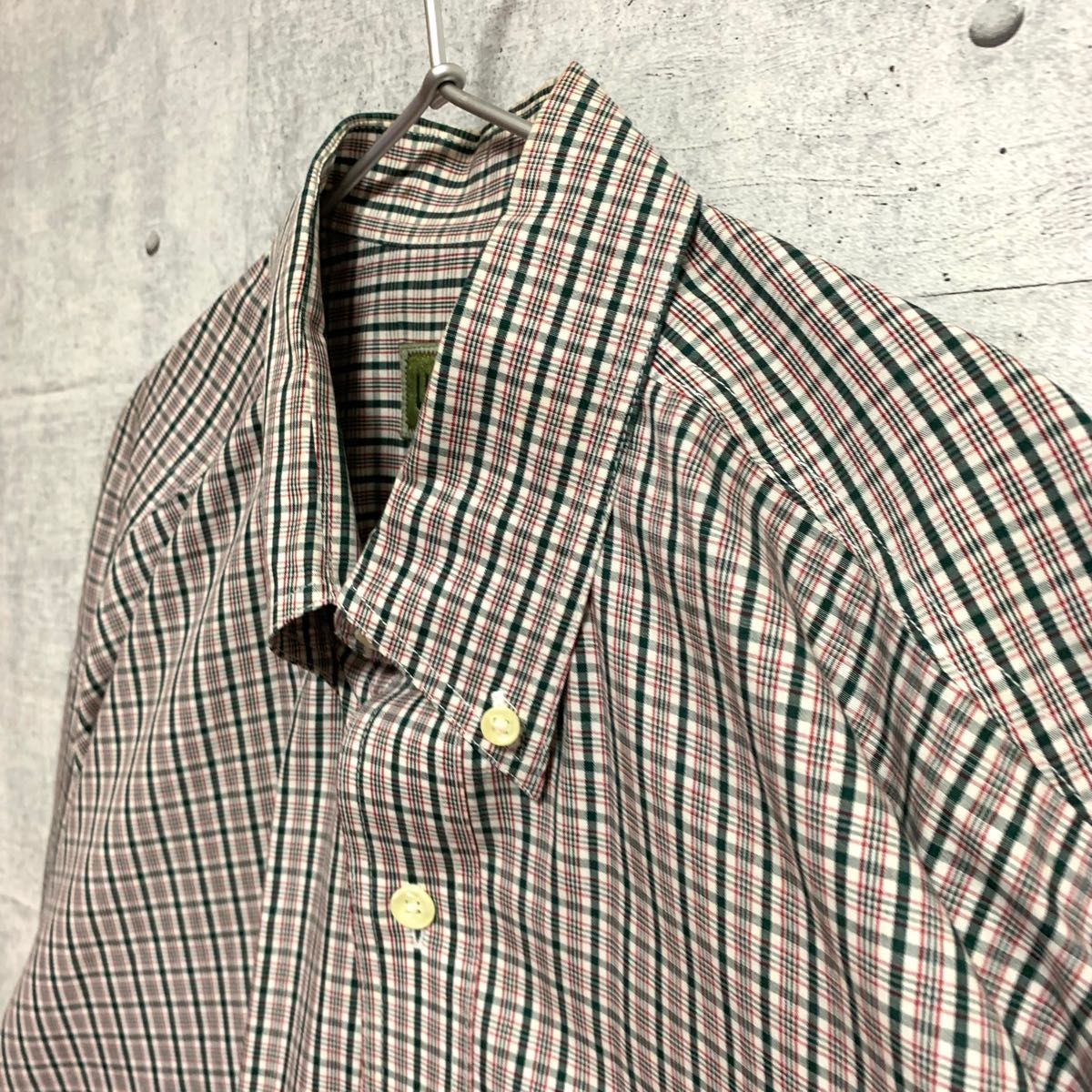 80s〜90s old uniqlo ボタンダウンシャツ チェックシャツ 緑タグ