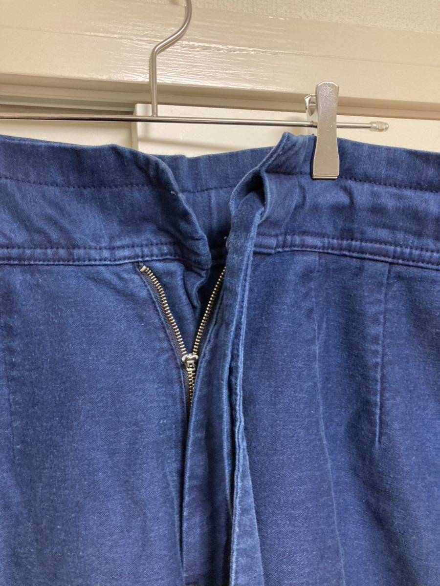 美品 Porter Classic MOLESKIN CHINESE PANTS BLUE size2 ポータークラシック モールスキン チャイニーズパンツ コットン100%ワイドパンツの画像3