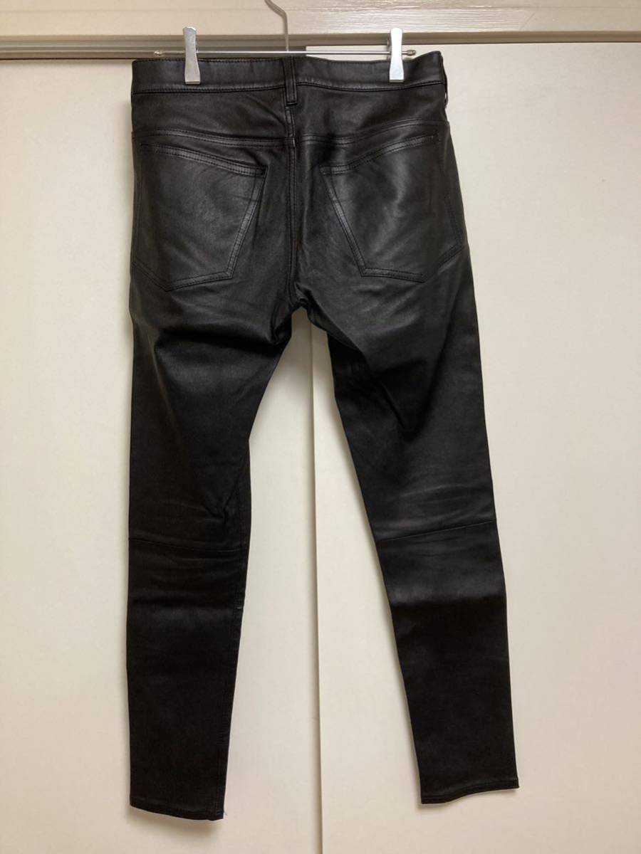  превосходный товар JONIO "надеты" UNDERCOVER LAMB LEATHER PANTS size1 BLACK undercover овечья кожа стрейч брюки обтягивающий высота .. кожа хлеб 