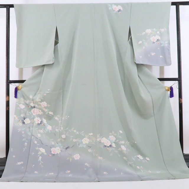ゆめsaku2 新品 手描き友禅 着物 正絹 仕付け糸付“自然体で枝を ゆめsaku2 新品 手描き友禅 着物 正絹 仕付け糸付“自然体で枝を