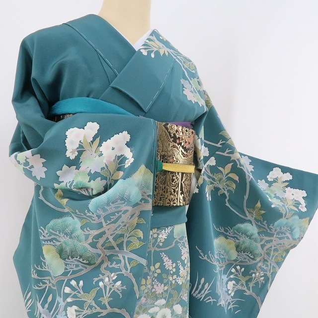 ゆめsaku2 新品 手描き友禅 落款 映雪 着物 正絹 仕付け糸付 ゆめsaku2 新品 手描き友禅 落款 映雪 着物 正絹 仕付け糸付