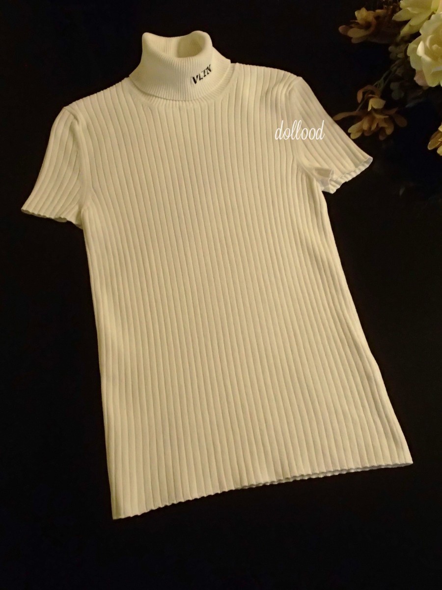 VALENTINO ヴァレンティノ VLTN ロゴ トップス M ホワイト ハイネック