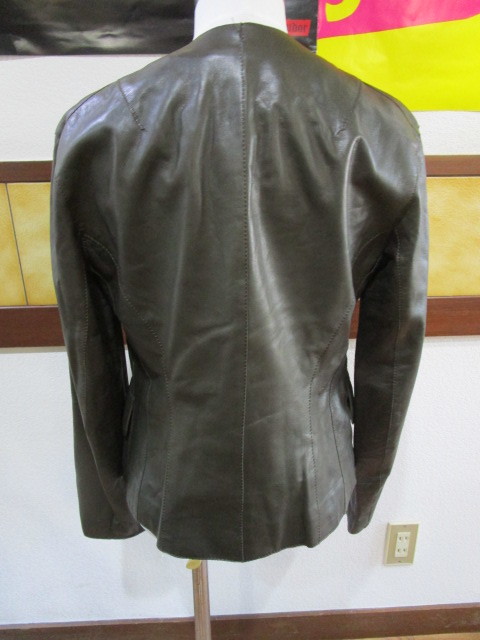 DONNA KARAN Donna Karan no color jacket lady's lambskin US4 IT40 FR38 leather jacket outer garment dark brown 