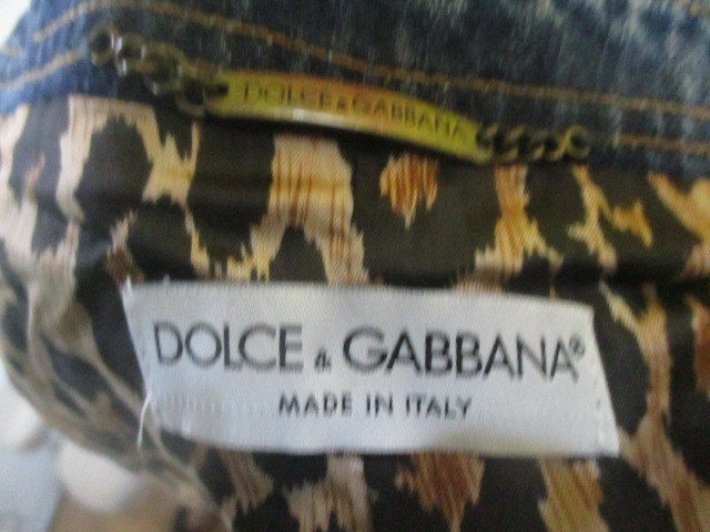 DOLCE&GABBANA ドルチェ&ガッバーナ デニムジャケット 42 Gジャン ノーカラー 裏地レオパード柄_画像8