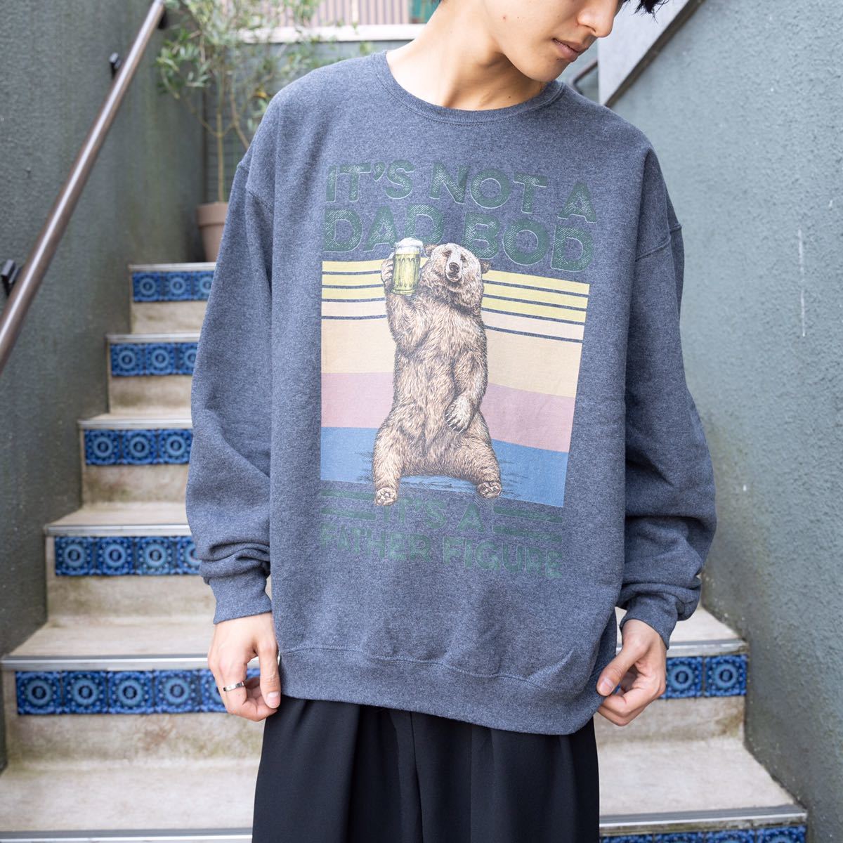 USA VINTAGE BEER BEAR PRINT DESIGN SWEAT SHIRT/アメリカ古着ビールくまプリントデザインスウェット