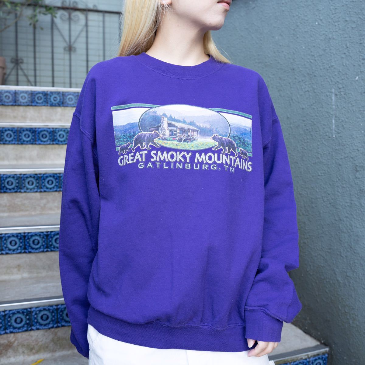 USA VINTAGE BEAR PRINT DESIGN SWEAT SHIRT/アメリカ古着くまプリントデザインスウェット