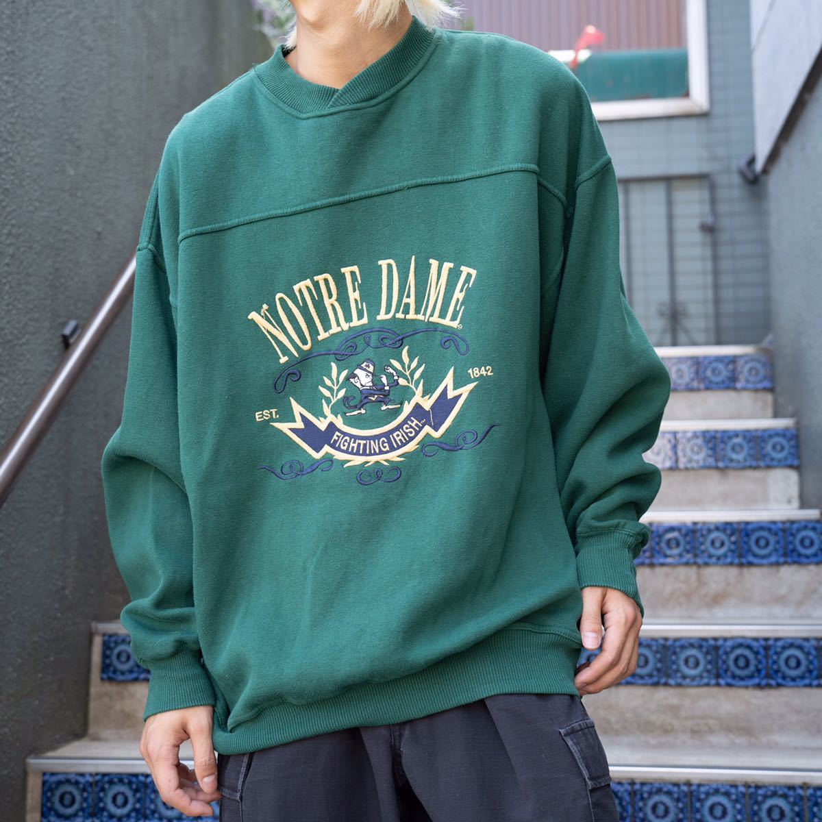 USA VINTAGE CRABLE SPORTS WEAR COLLAGE DESIGN EMBROIDERY SWEAT SHIRT/アメリカ古着カレッジ刺繍デザインスウェット