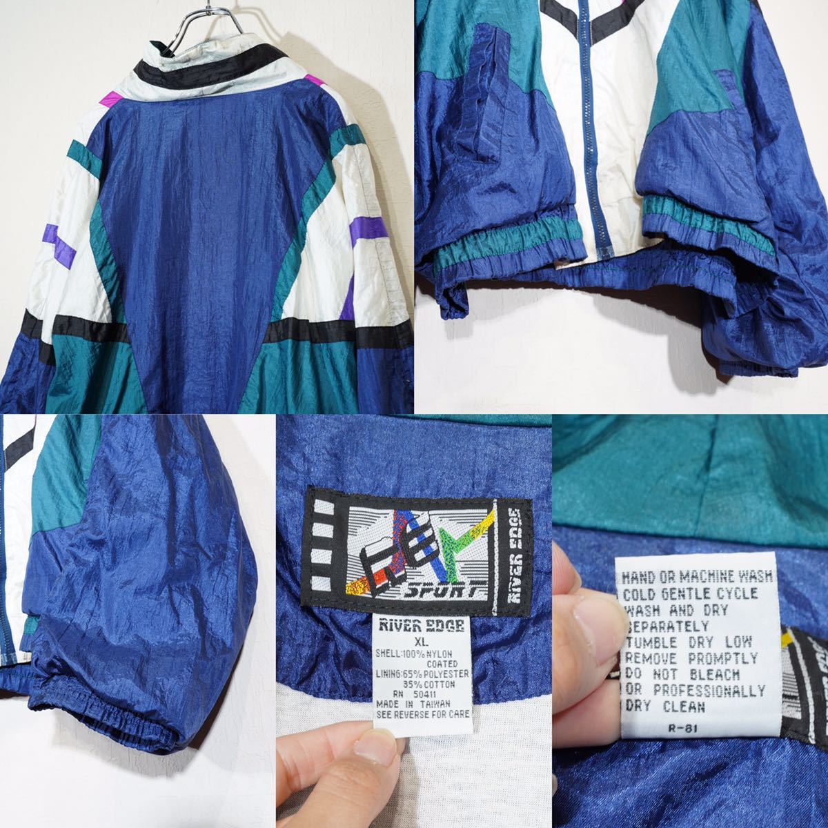 USA VINTAGE RIVER EDGE LINE DESIGN NYLON BLOUSON/アメリカ古着ラインデザインナイロンブルゾン(ジャケット)_画像10