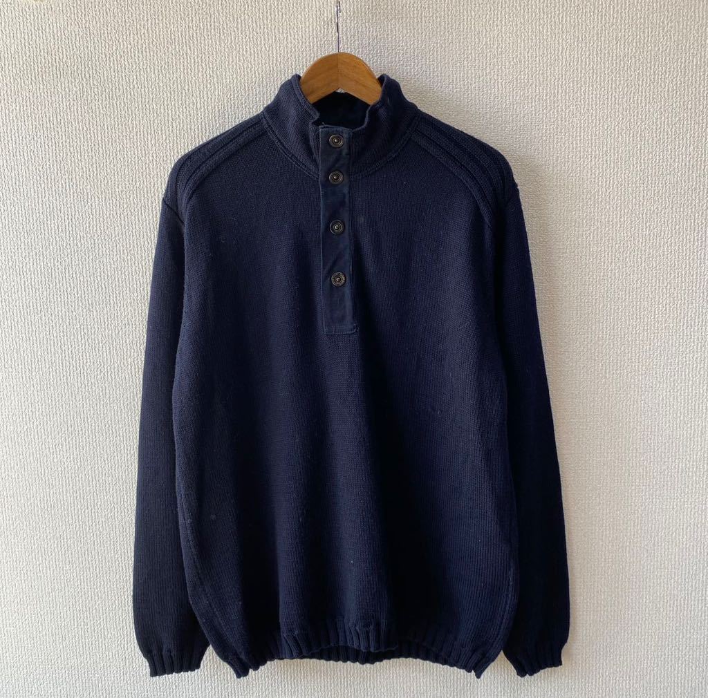 SAINT JAMES wool knitted sweater L St. James navy mok neck 